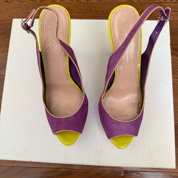 Jessica Simpson Purple and Yellow Color-Block Heels size 11 - Picture 16 of 16
